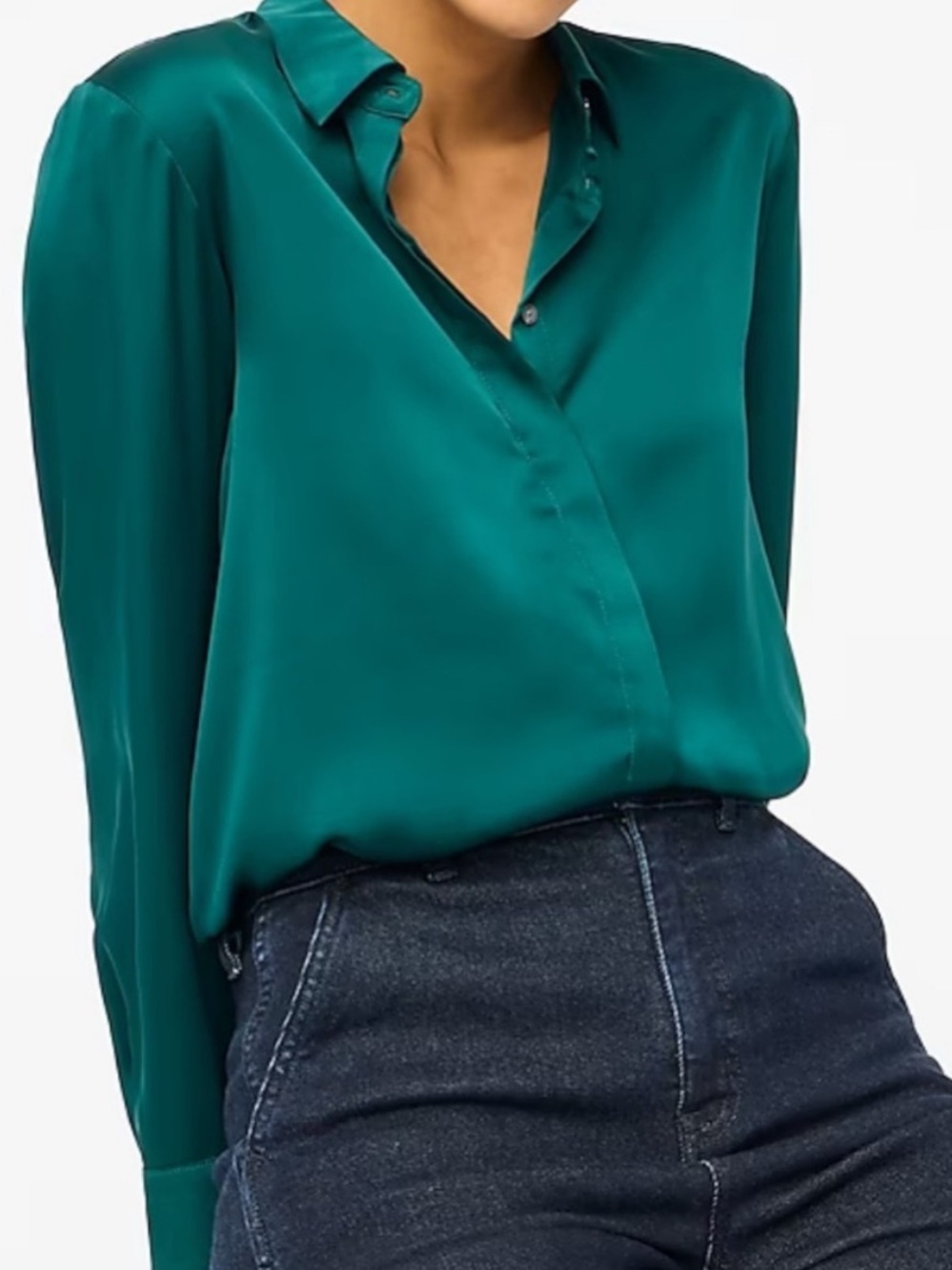 J.Crew Drapey Satin Button-Up Shirt - XS